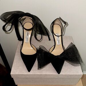 Black Jimmy Choo Asymmetrical Bows